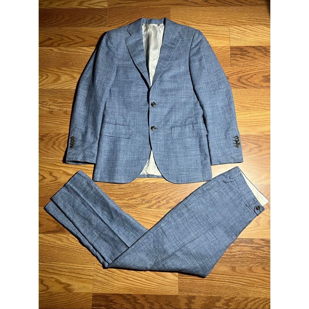 Suitsupply Men’s E Thomas Wool Silk Linen 2 Piece Suit Blazer Pants 42